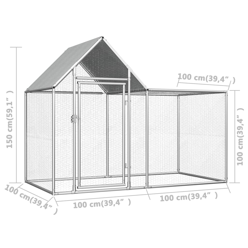 Kippenren 2x1x1,5 m gegalvaniseerd staal - Afbeelding 6