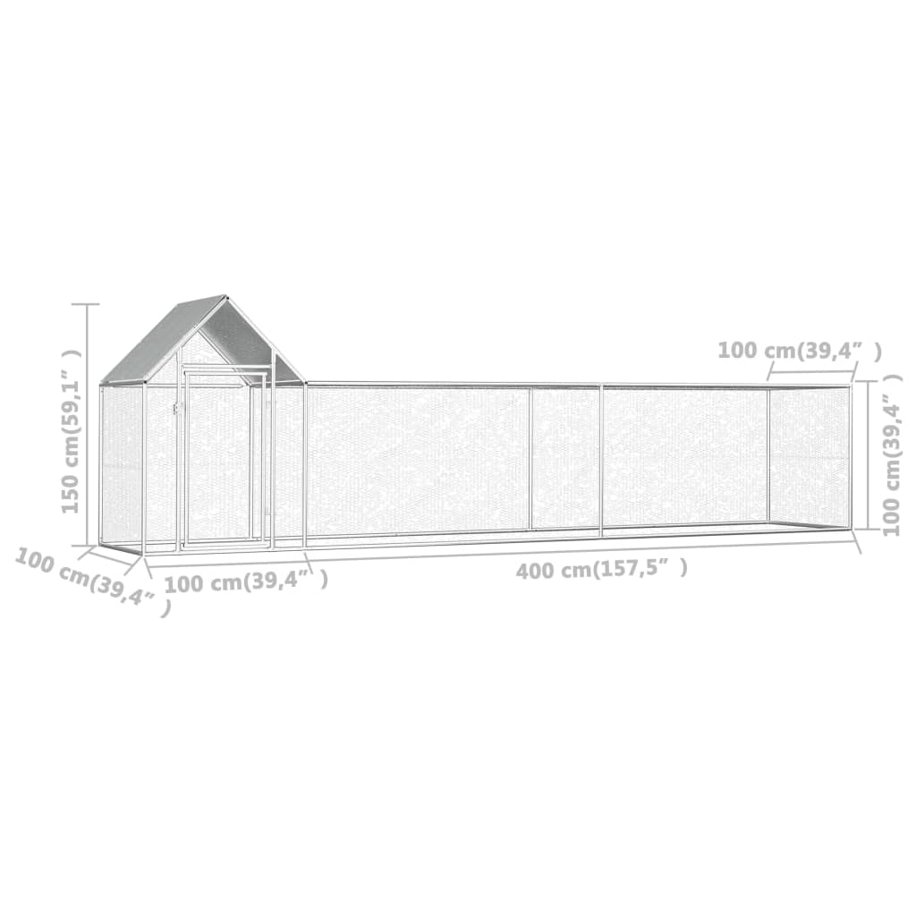 Kippenren 5x1x1,5 m gegalvaniseerd staal - Afbeelding 6