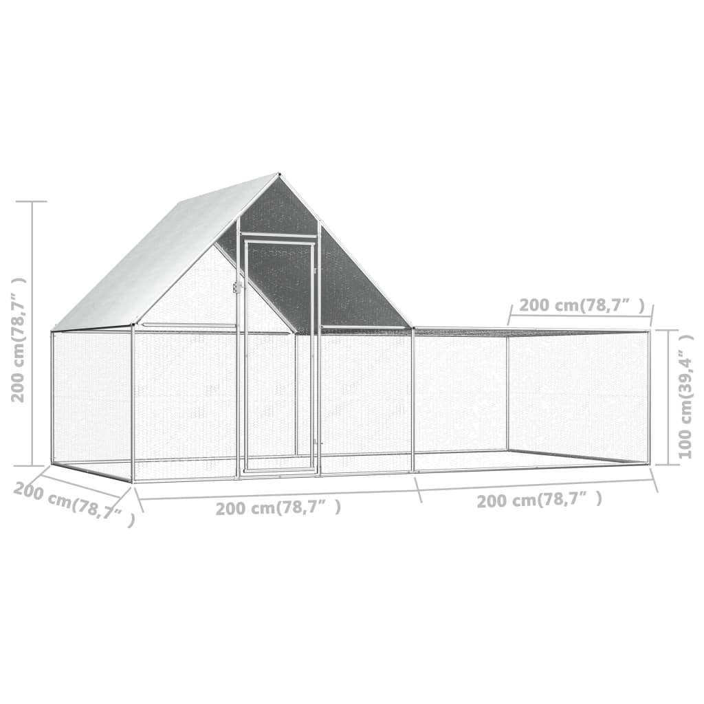 Kippenren 4x2x2 m gegalvaniseerd staal - Afbeelding 7