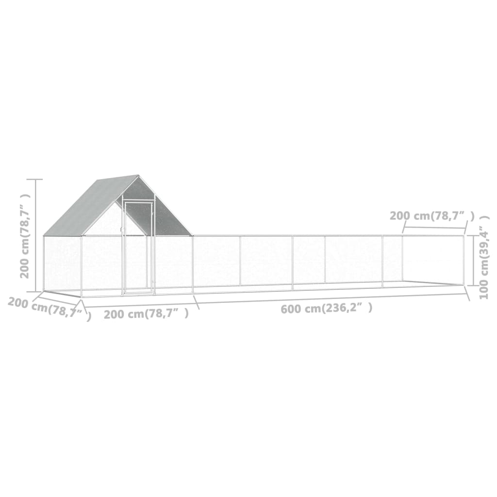 Kippenren 8x2x2 m gegalvaniseerd staal - Afbeelding 7