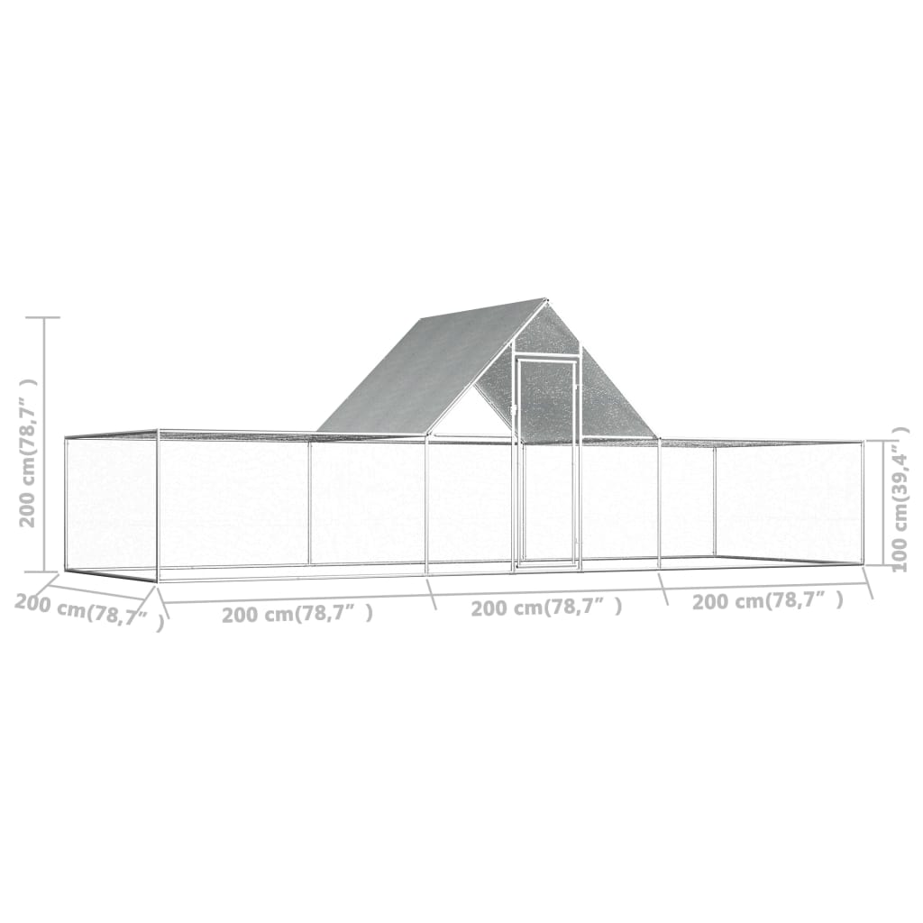 Kippenren 6x2x2 m gegalvaniseerd staal - Afbeelding 7
