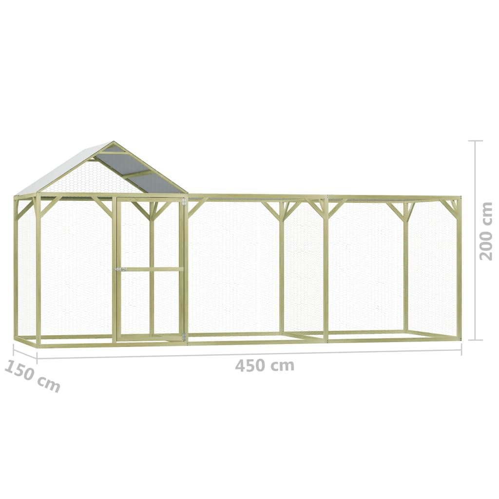 Kippenhok 4,5x1,5x2 m geïmpregneerd grenenhout - Afbeelding 7