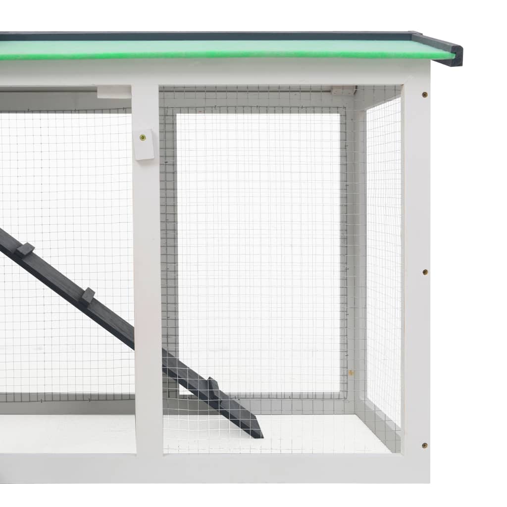 Konijnenhok voor buiten groot 145x45x84 cm hout grijs en wit - Afbeelding 5