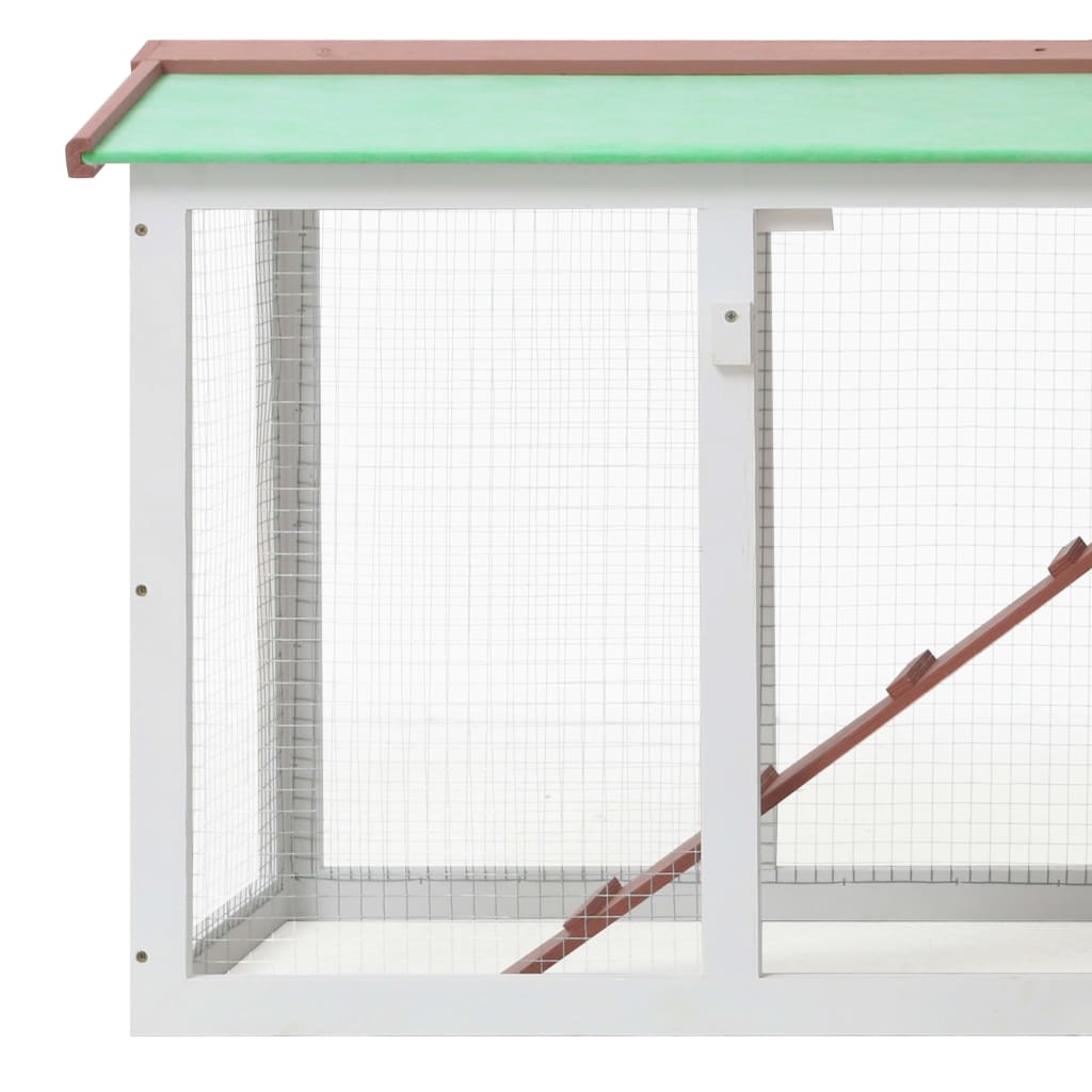 Konijnenhok voor buiten groot 145x45x84 cm hout bruin en wit - Afbeelding 5