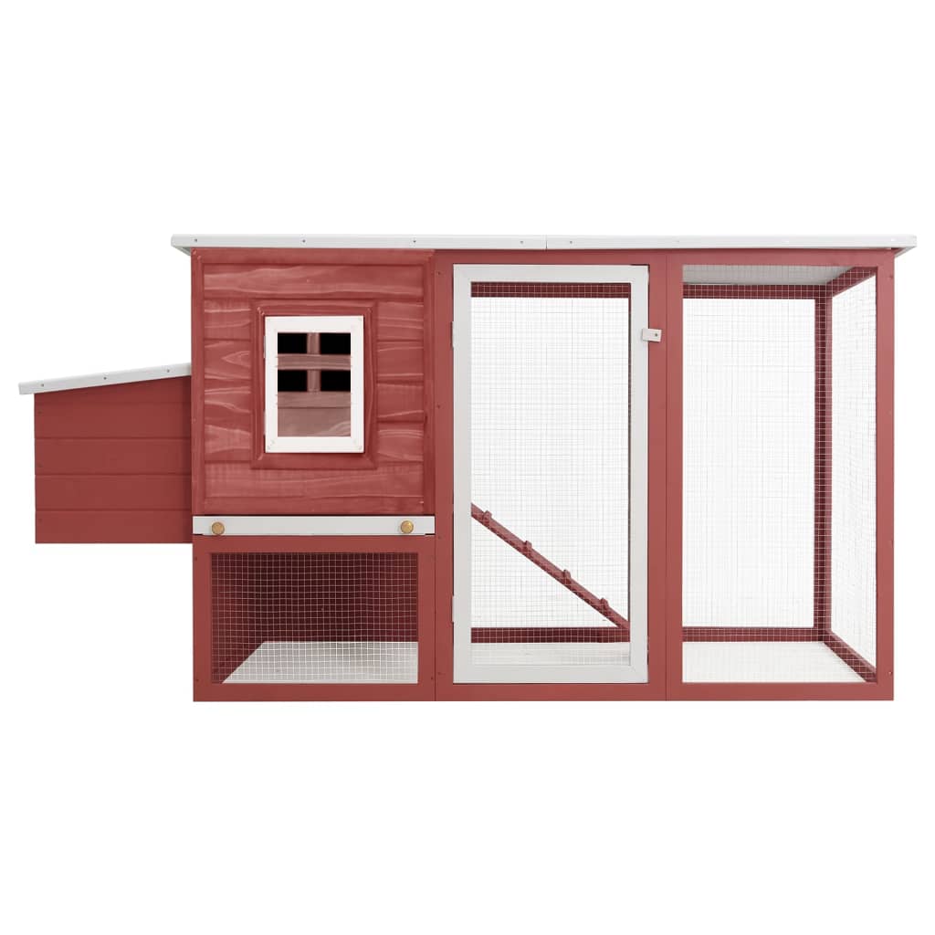 Kippenhok met nachthok hout rood - Afbeelding 2