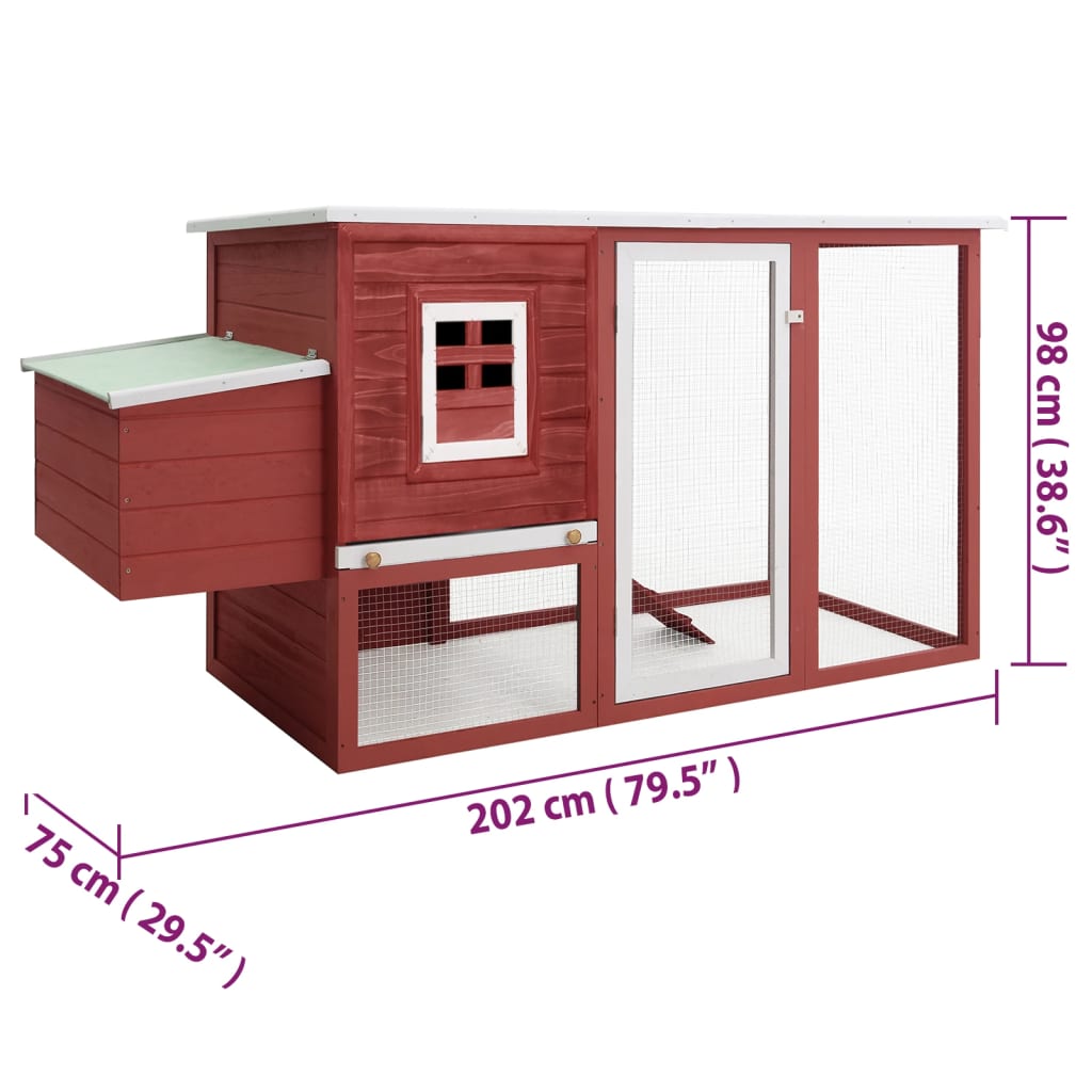 Kippenhok met nachthok hout rood - Afbeelding 8