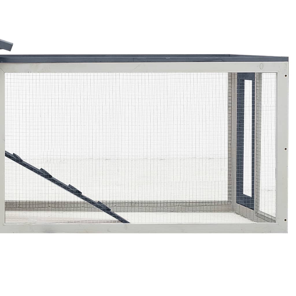 Konijnenhok 310x70x87 cm massief grenen- en vurenhout grijs - Afbeelding 6