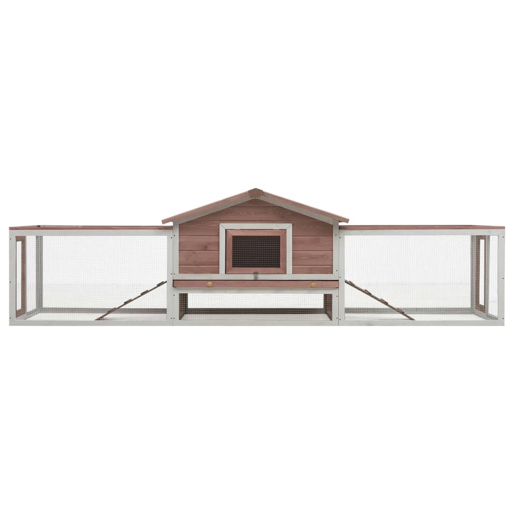 Konijnenhok 310x70x87 cm massief grenen- en vurenhout mokka - Afbeelding 3