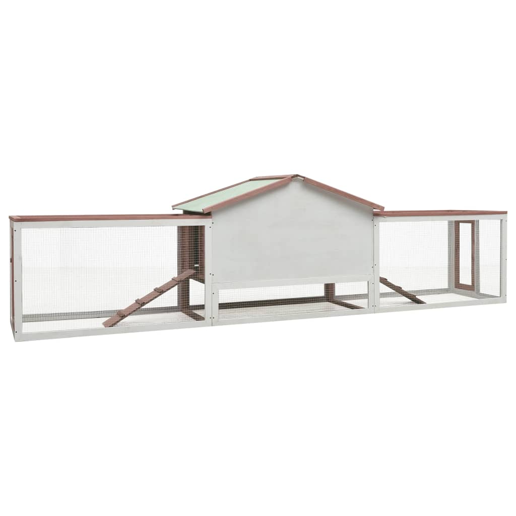 Konijnenhok 310x70x87 cm massief grenen- en vurenhout mokka - Afbeelding 4