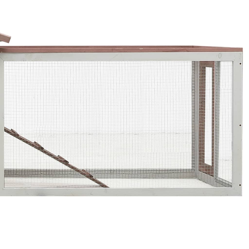 Konijnenhok 310x70x87 cm massief grenen- en vurenhout mokka - Afbeelding 6