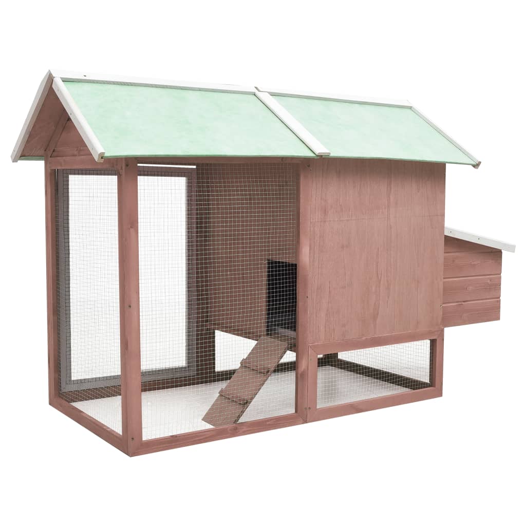 Kippenhok 170x81x110 cm massief grenen- en vurenhout mokka - Afbeelding 4