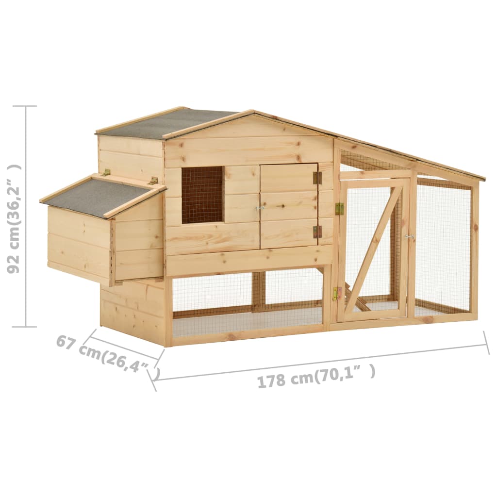 Kippenhok 178x67x92 cm massief grenenhout - Afbeelding 7