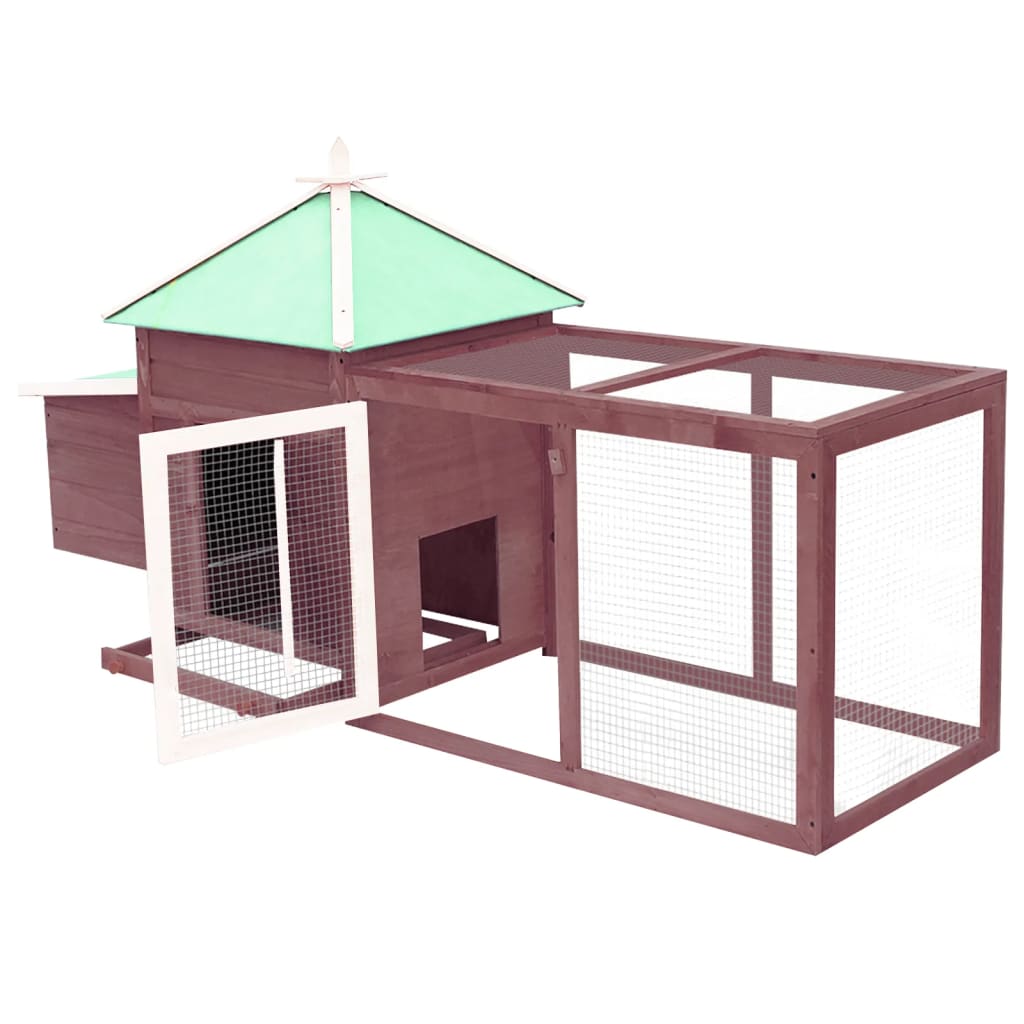 Kippenhok met nestkast 190x72x102 massief vurenhout mokkakleur - Afbeelding 4