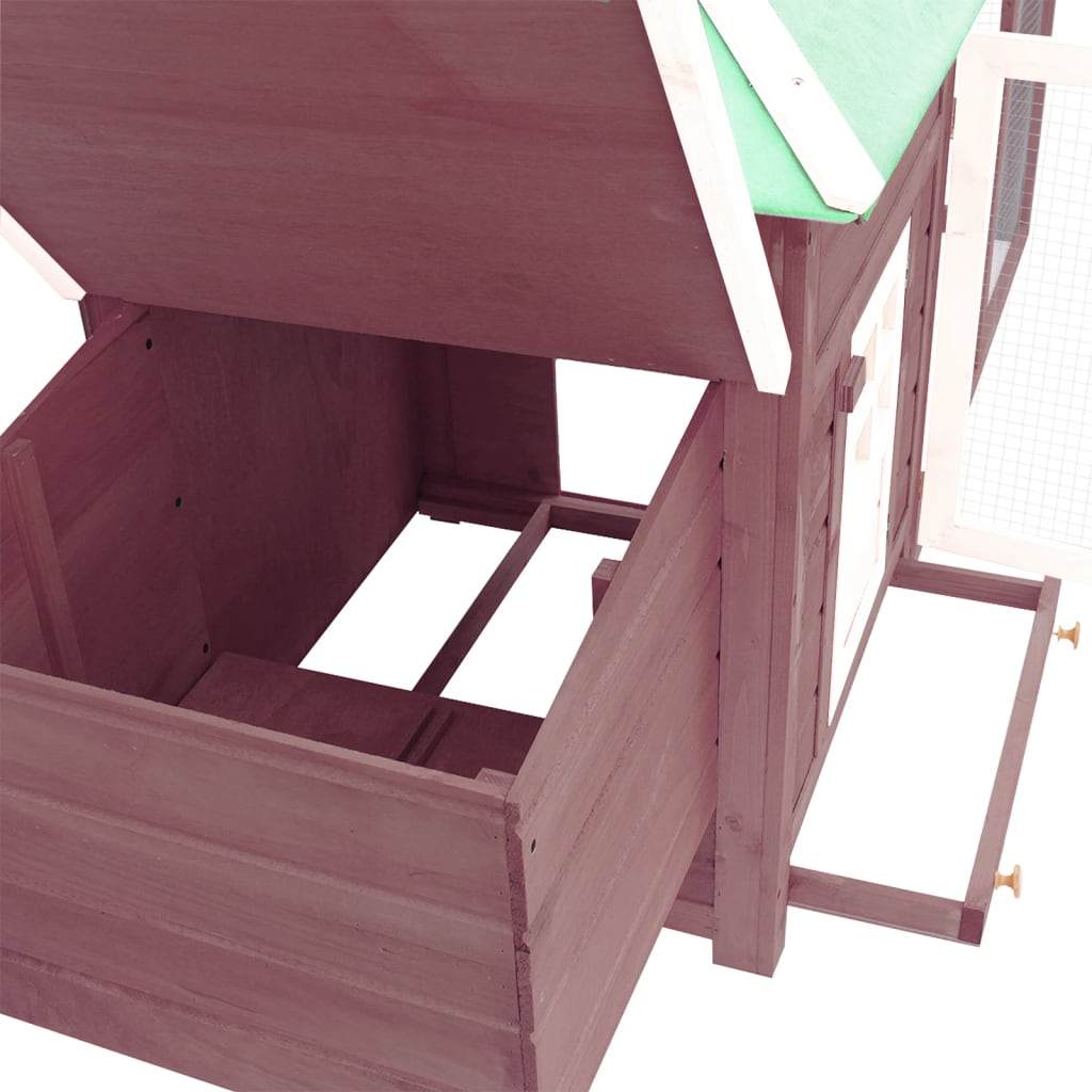 Kippenhok met nestkast 190x72x102 massief vurenhout mokkakleur - Afbeelding 5