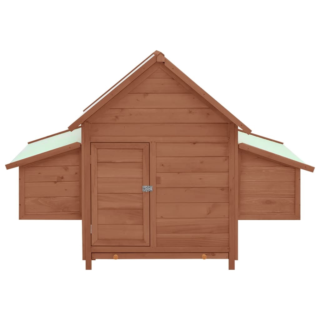 Kippenhok 152x96x110 cm massief vurenhout mokkakleurig en wit - Afbeelding 3
