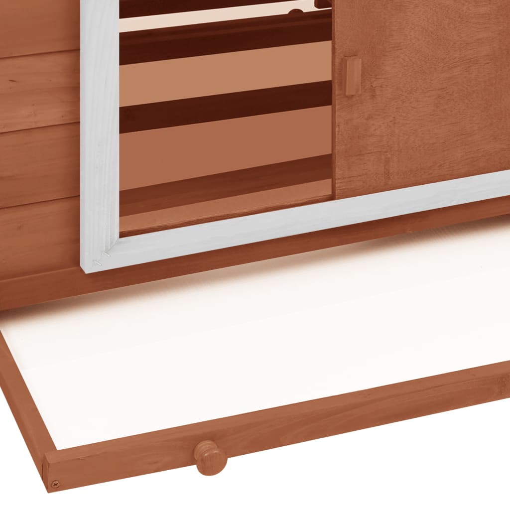 Kippenhok 152x96x110 cm massief vurenhout mokkakleurig en wit - Afbeelding 5