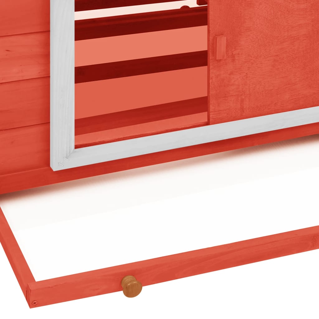 Kippenhok 152x96x110 cm massief vurenhout rood en wit - Afbeelding 5