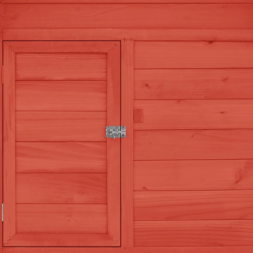 Kippenhok 152x96x110 cm massief vurenhout rood en wit - Afbeelding 6