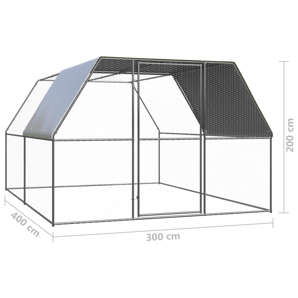 Kippenhok 3x4x2 m gegalvaniseerd staal - Afbeelding 5