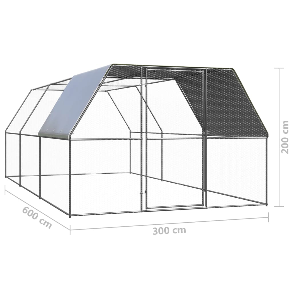 Kippenhok 3x6x2 m gegalvaniseerd staal - Afbeelding 5