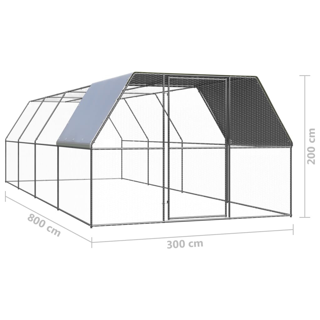 Kippenhok 3x8x2 m gegalvaniseerd staal - Afbeelding 5