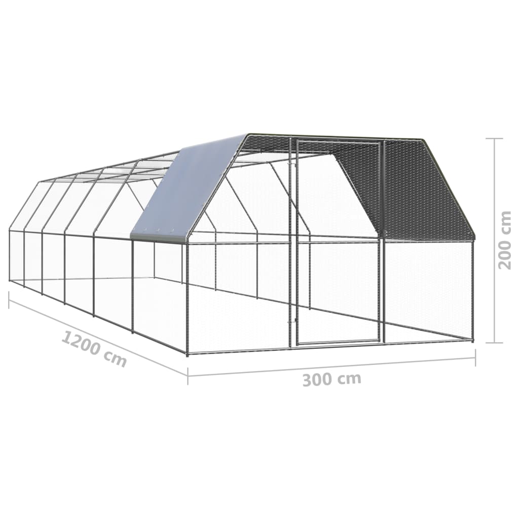 Kippenhok 3x12x2 m gegalvaniseerd staal - Afbeelding 5