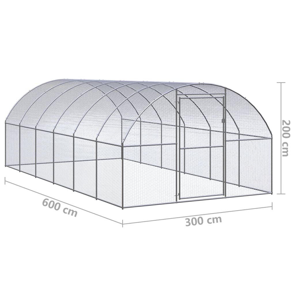 Kippenren 3x6x2 m gegalvaniseerd staal - Afbeelding 7
