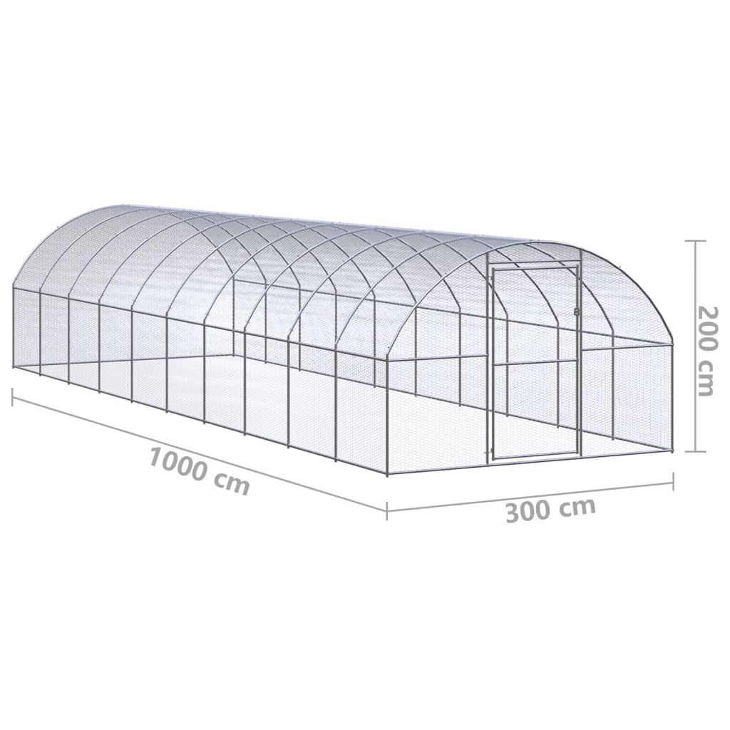 Kippenren 3x10x2 m gegalvaniseerd staal - Afbeelding 6
