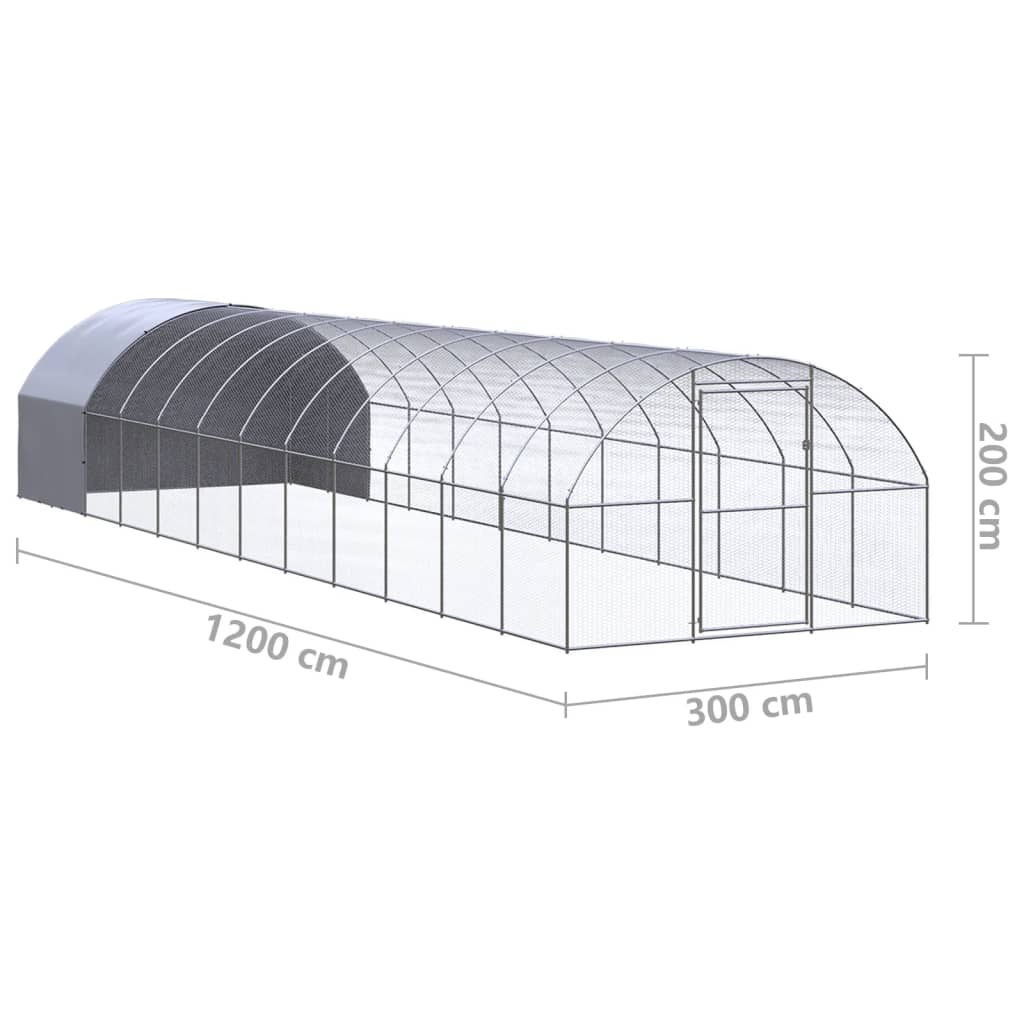 Kippenren 3x12x2 m gegalvaniseerd staal - Afbeelding 9