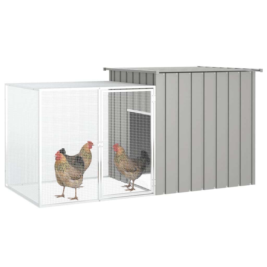Kippenhok 200x91x100 cm gegalvaniseerd staal grijs - Afbeelding 2