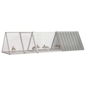 Konijnenhok 302,5x80,5x71 cm gegalvaniseerd staal grijs