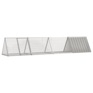 Konijnenhok 403,5x80,5x71 cm gegalvaniseerd staal grijs
