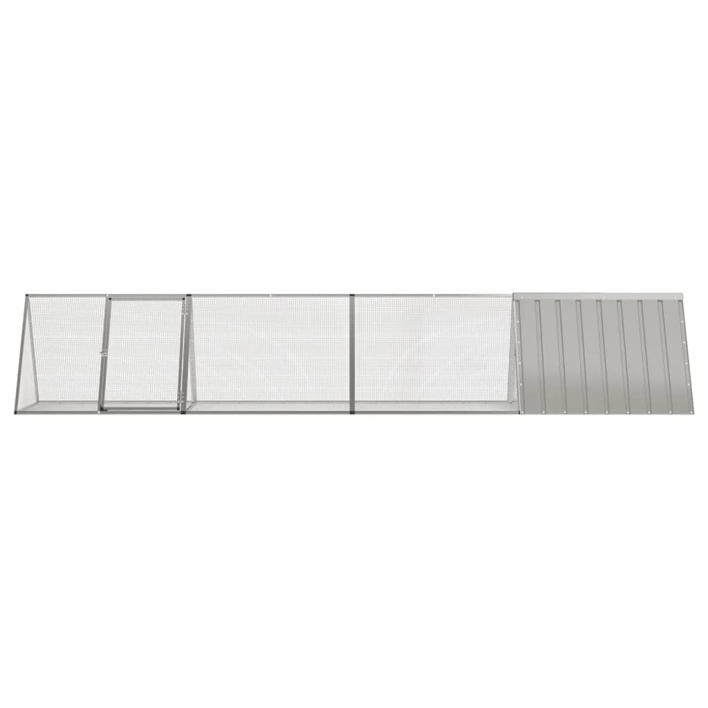 Konijnenhok 403,5x80,5x71 cm gegalvaniseerd staal grijs - Afbeelding 3