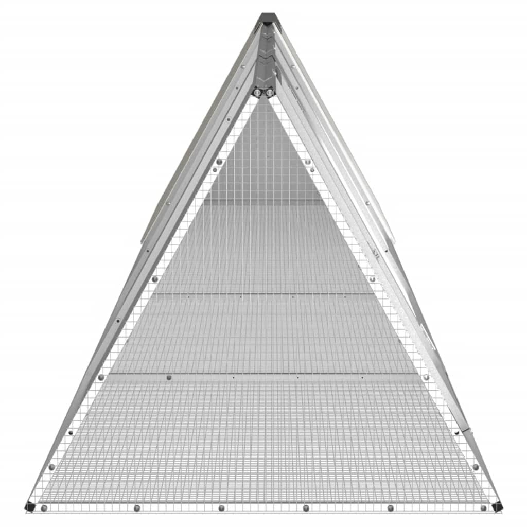 Konijnenhok 403,5x80,5x71 cm gegalvaniseerd staal grijs - Afbeelding 4