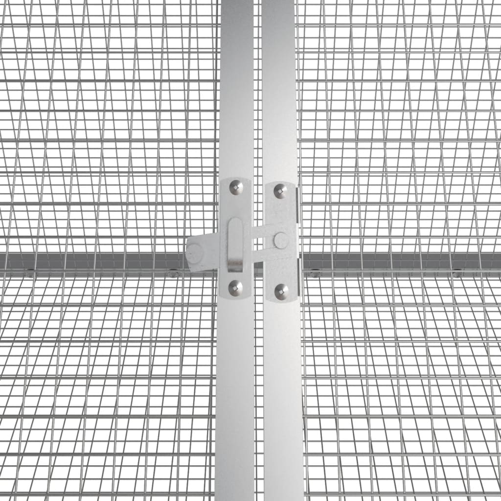 Konijnenhok 403,5x80,5x71 cm gegalvaniseerd staal grijs - Afbeelding 5