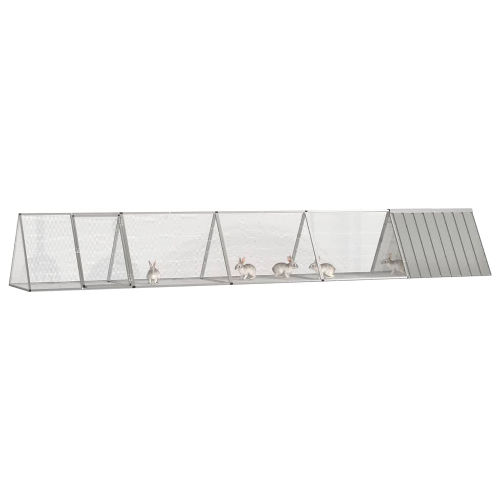 Konijnenhok 504,5x80,5x71 cm gegalvaniseerd staal grijs