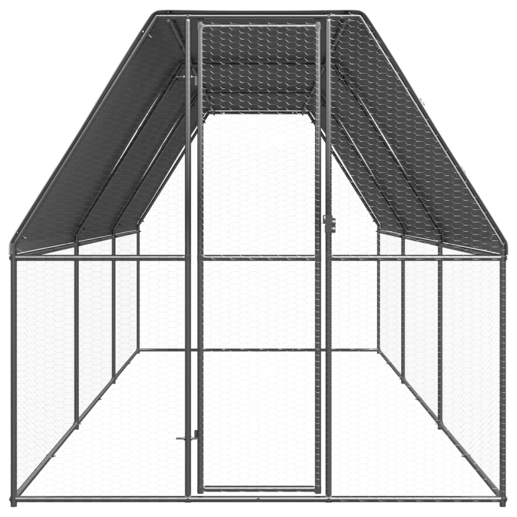 Buitenhok voor kippen 2x6x2 m gegalvaniseerd staal