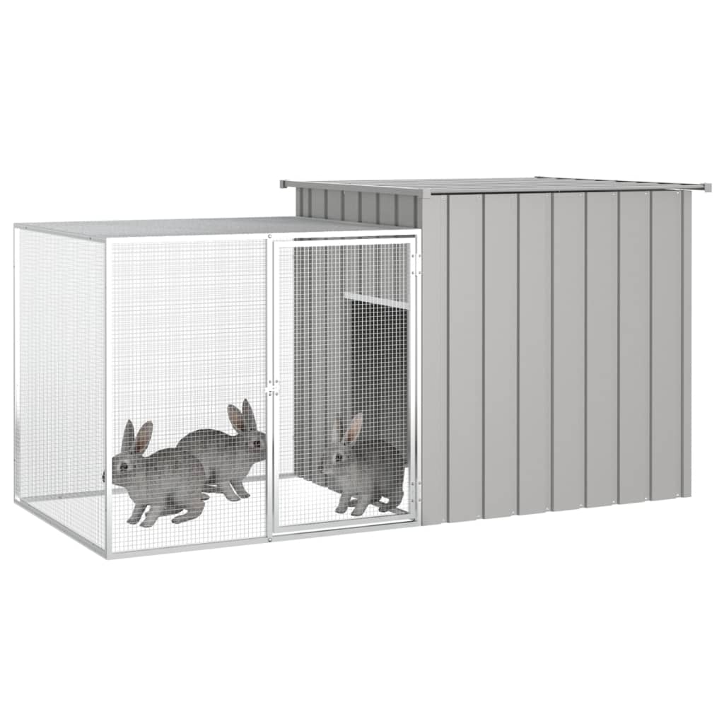 Konijnenhok 200x91x100 cm gegalvaniseerd staal grijs - Afbeelding 2