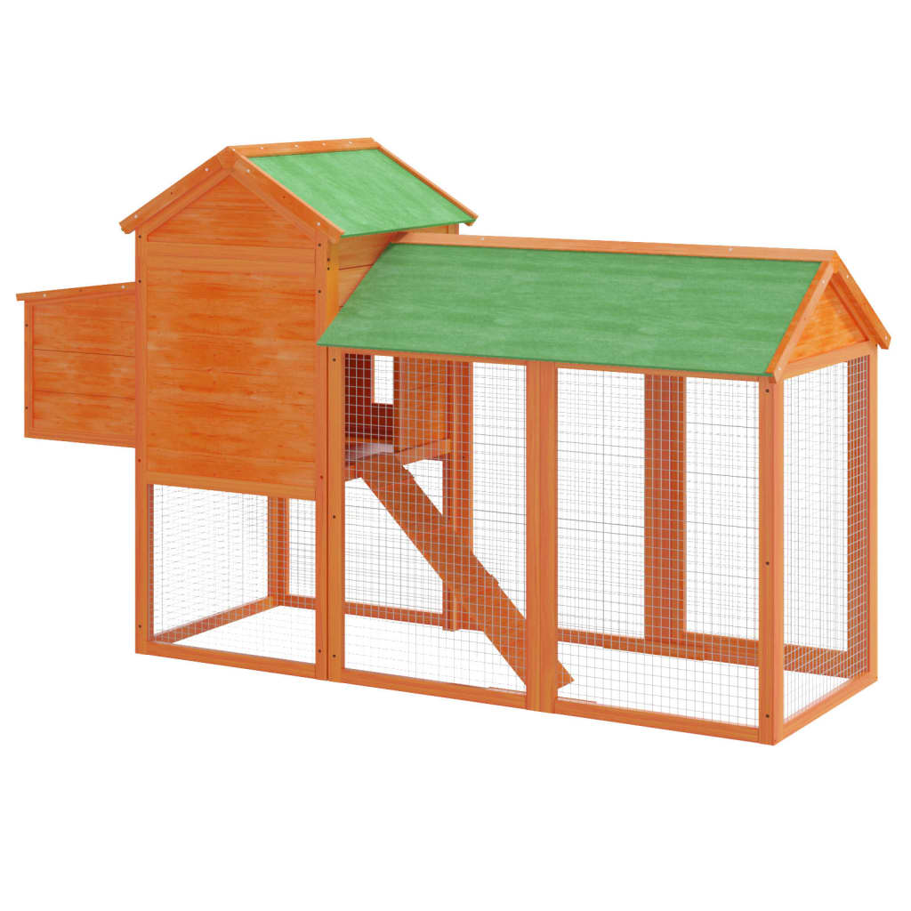 Kippenhok 193x65x117 cm massief grenenhout bruin - Afbeelding 6