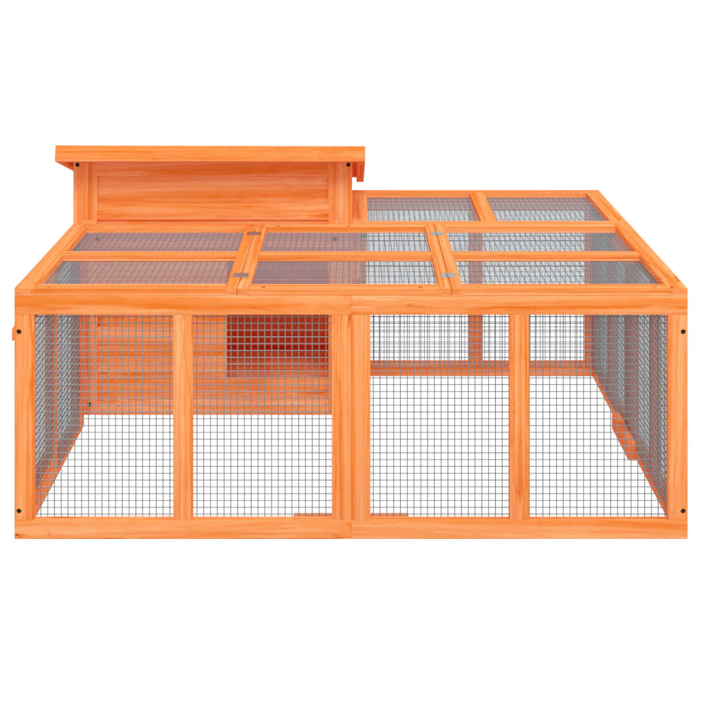 Konijnenhok 144x123x67,5 cm massief grenenhout bruin - Afbeelding 3