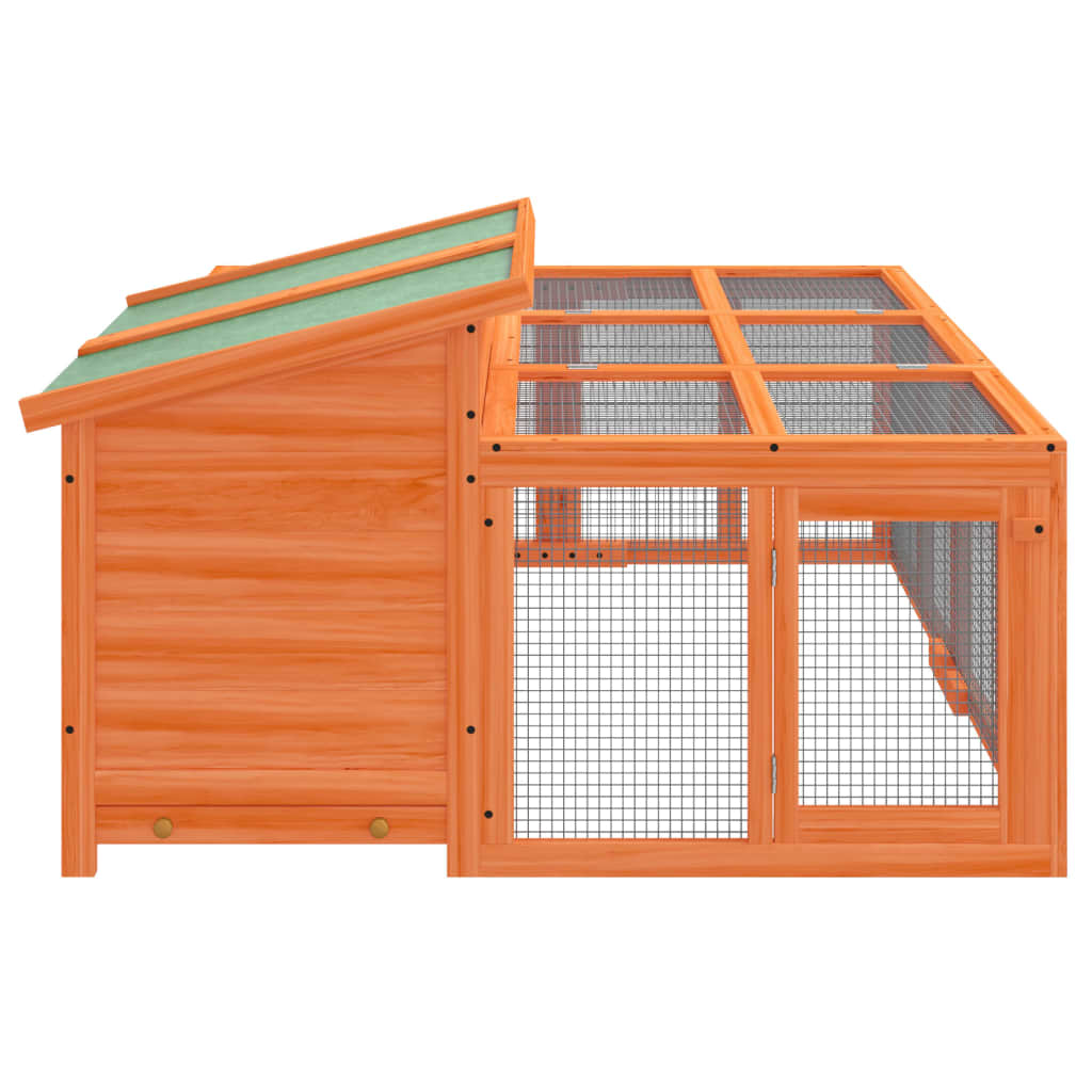 Konijnenhok 144x123x67,5 cm massief grenenhout bruin - Afbeelding 5