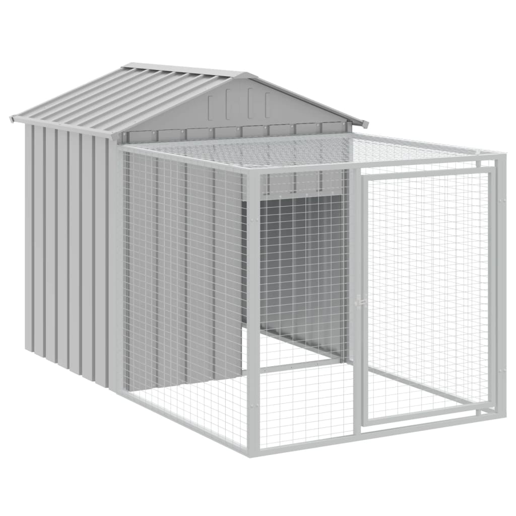 Kippenhok met ren 117x201x123 cm gegalvaniseerd staal grijs - Afbeelding 2