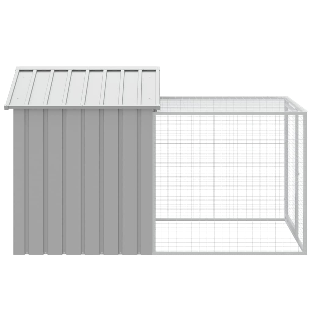 Kippenhok met ren 117x201x123 cm gegalvaniseerd staal grijs - Afbeelding 4