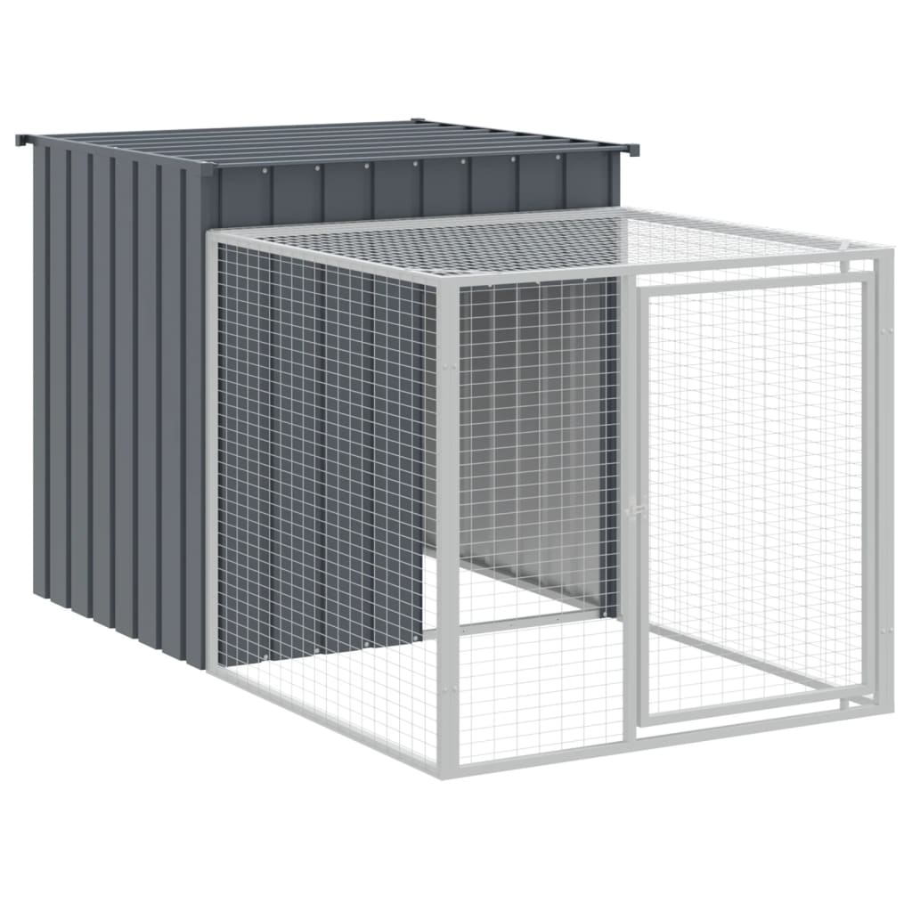 Kippenhok met ren 110x201x110 cm gegalvaniseerd staal antraciet - Afbeelding 2