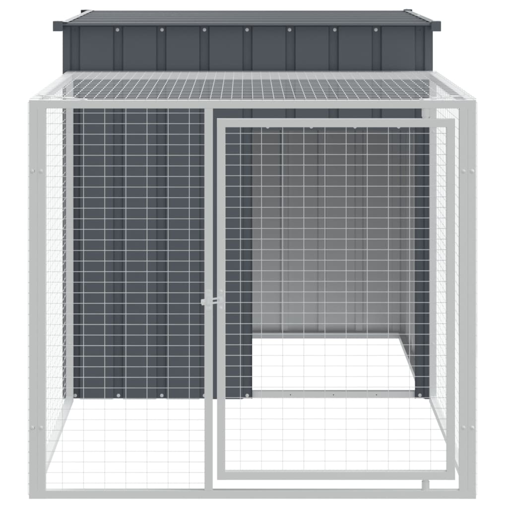 Kippenhok met ren 110x201x110 cm gegalvaniseerd staal antraciet - Afbeelding 3
