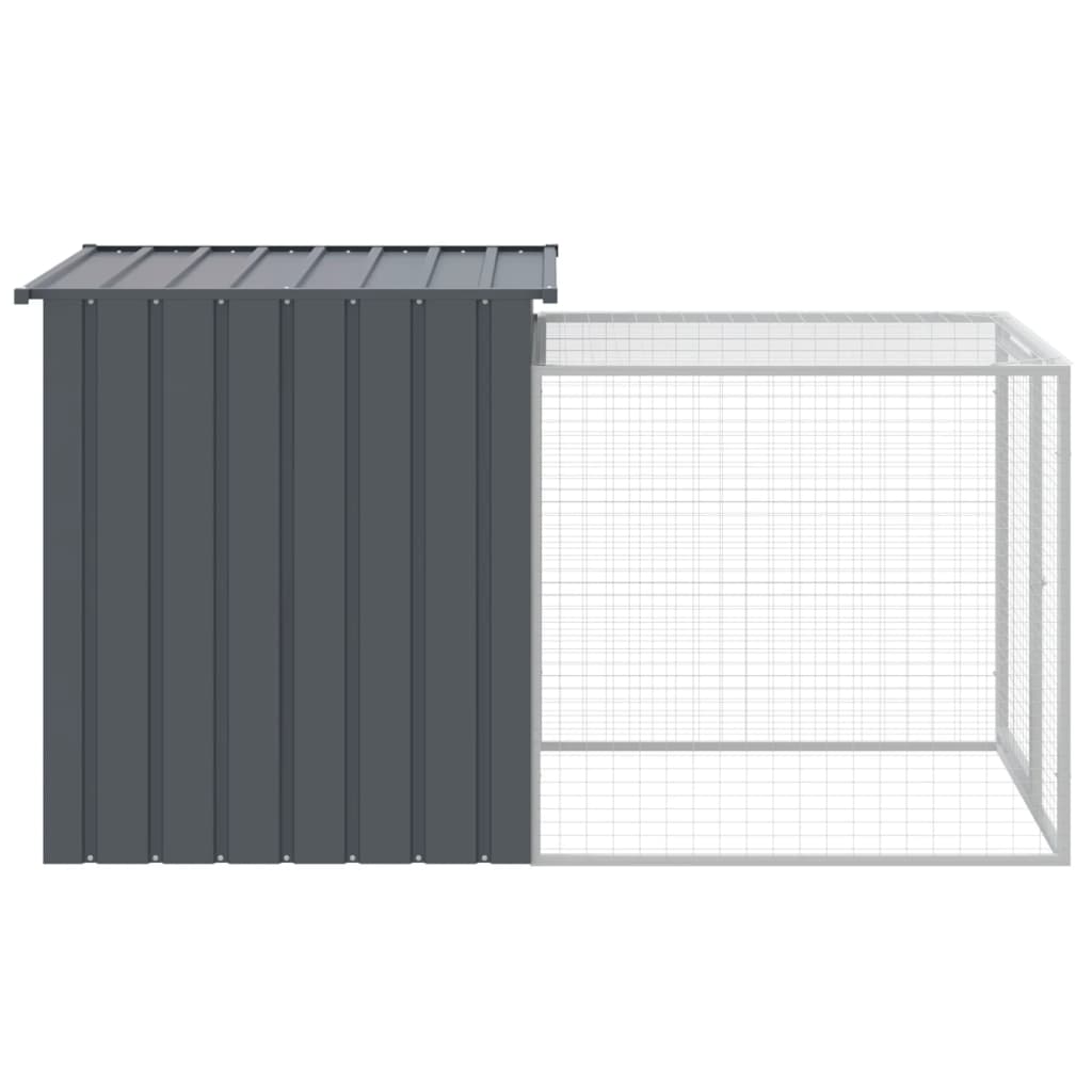 Kippenhok met ren 110x201x110 cm gegalvaniseerd staal antraciet - Afbeelding 4