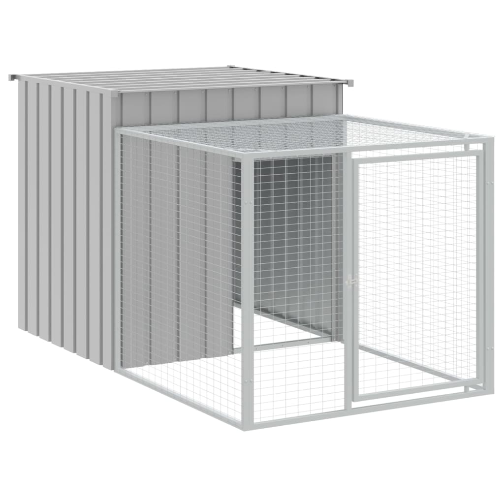 Kippenhok met ren 110x201x110 cm gegalvaniseerd staal grijs - Afbeelding 2
