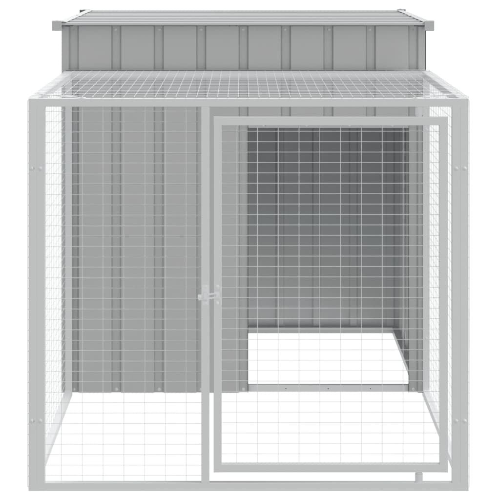 Kippenhok met ren 110x201x110 cm gegalvaniseerd staal grijs - Afbeelding 3