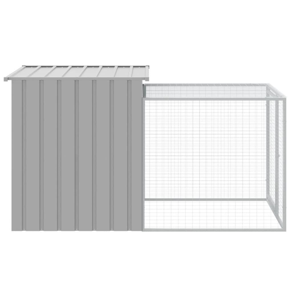 Kippenhok met ren 110x201x110 cm gegalvaniseerd staal grijs - Afbeelding 4