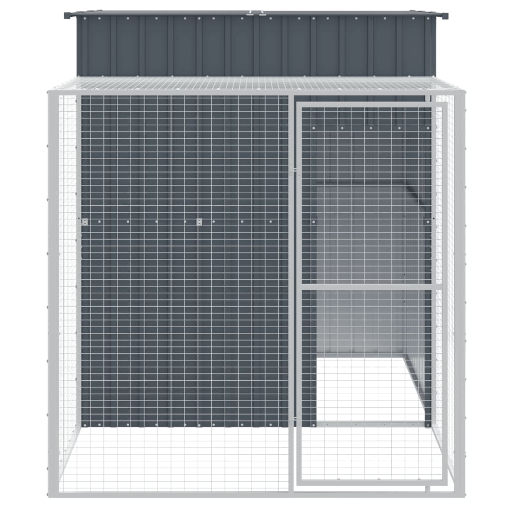 Kippenhok met ren 165x251x181 cm gegalvaniseerd staal antraciet - Afbeelding 3